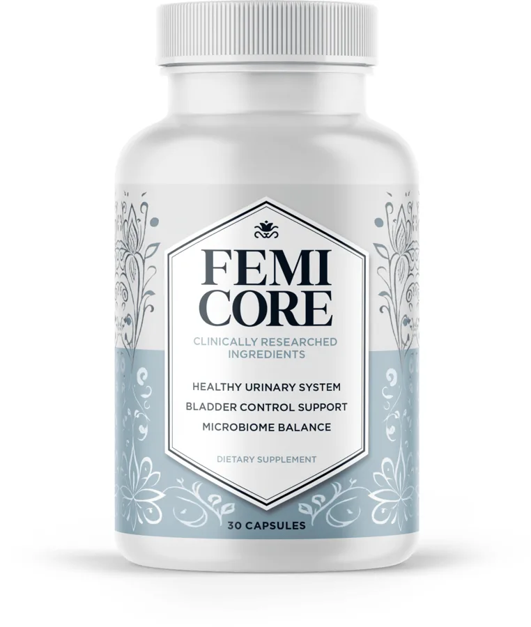 Bottle of FemiCore bladder support capsules