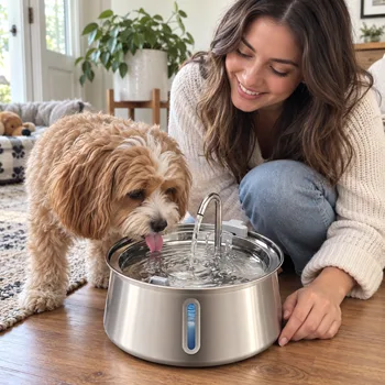 Dog drinking from FounTail at home