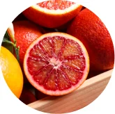 Sliced Moro red oranges