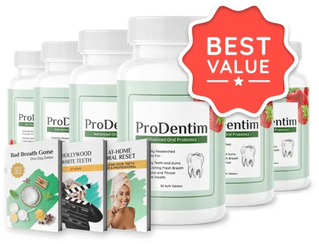 Six bottles of ProDentim with three bonus e-books